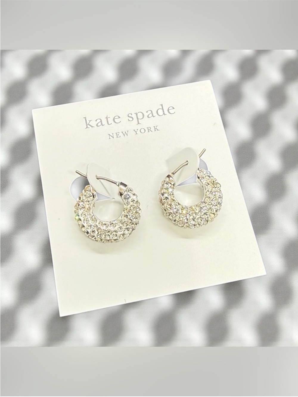 Kate Spade Pop of Joy Crystal Pave Crescent Huggie Earrings w/Dust Bag/NWT - Picture 6 of 8
